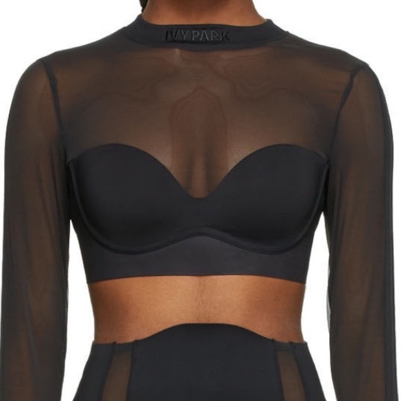 Adidas x Ivy Park - Drip 2.2 Long Sleeve Mesh Crop in Black - Picture 3 of 10